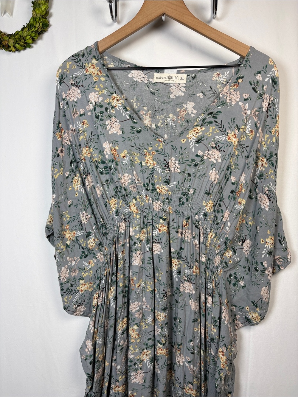 NATURAL LIFE Sanibel Kaftan Cottagecore Beachy Sage Green Maxi Dress size XL - Picture 4 of 8